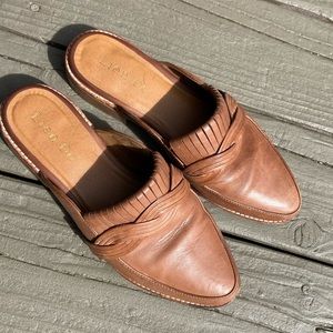 Vintage tan oxford slide loafer vtg